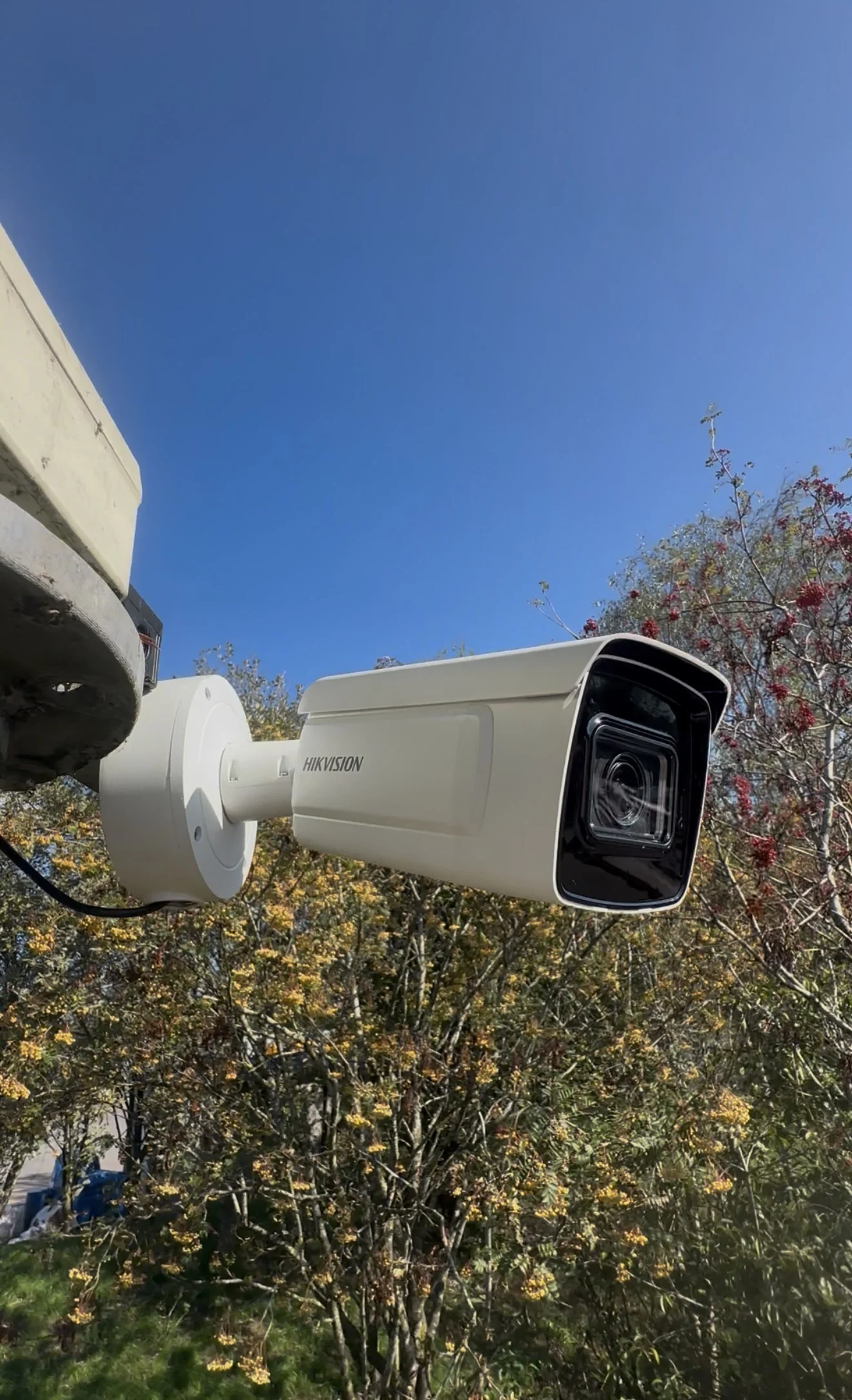 Side view of Hikvision bullet CCTV camera at Steve Foster Cranes