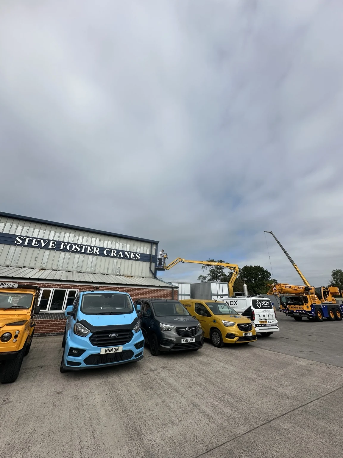NOX Fire & Security on site at Steve Foster Cranes in Derby installing commercial CCTV