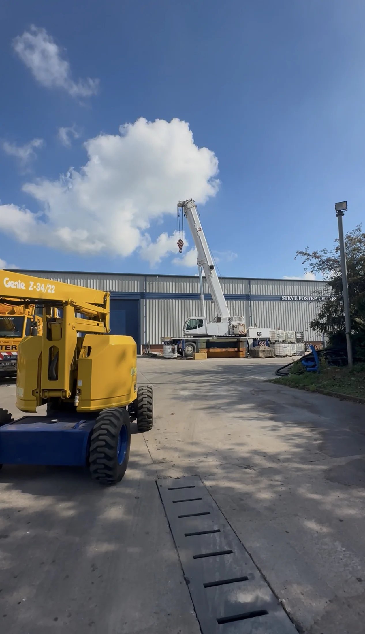 Industrial crane and access platform in Steve Foster Cranes yard