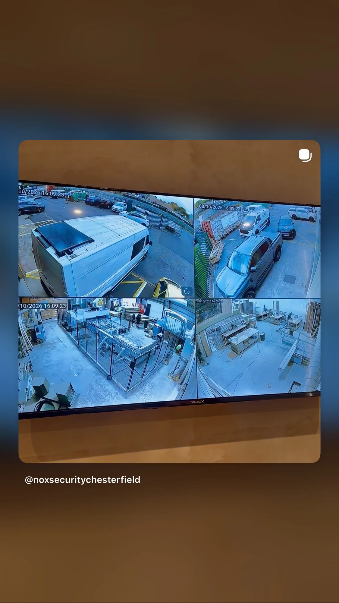 Close-up of the commercial CCTV multi-camera display