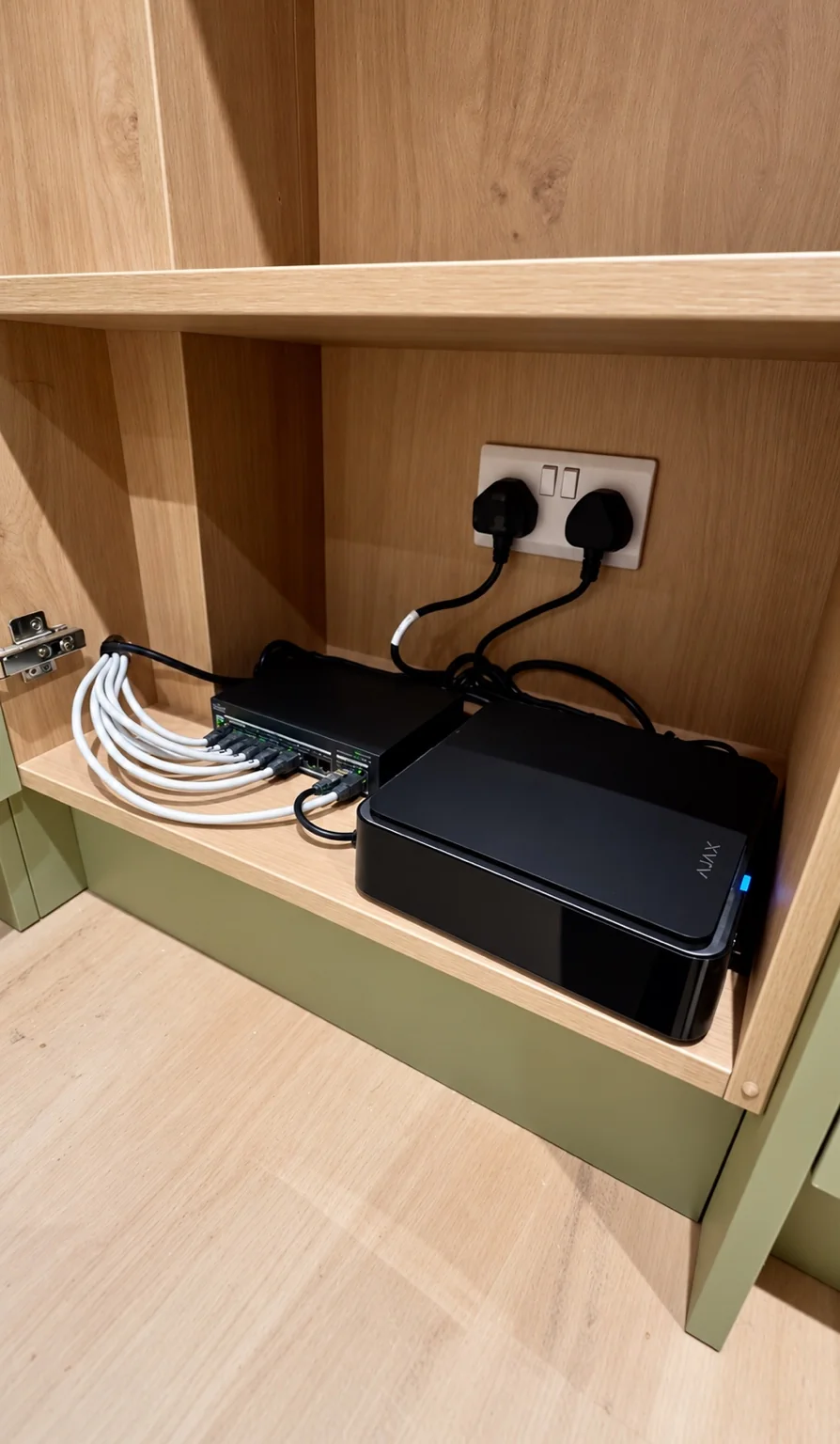 CCTV recorder installed within an office cabinet