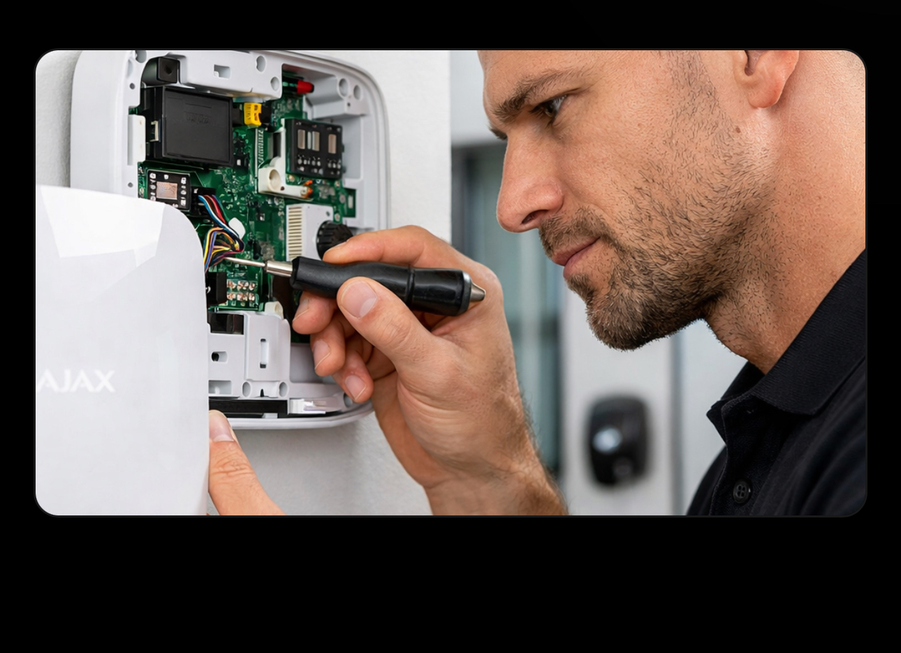 Existing wired security panel inspected during a NOX takeover assessment