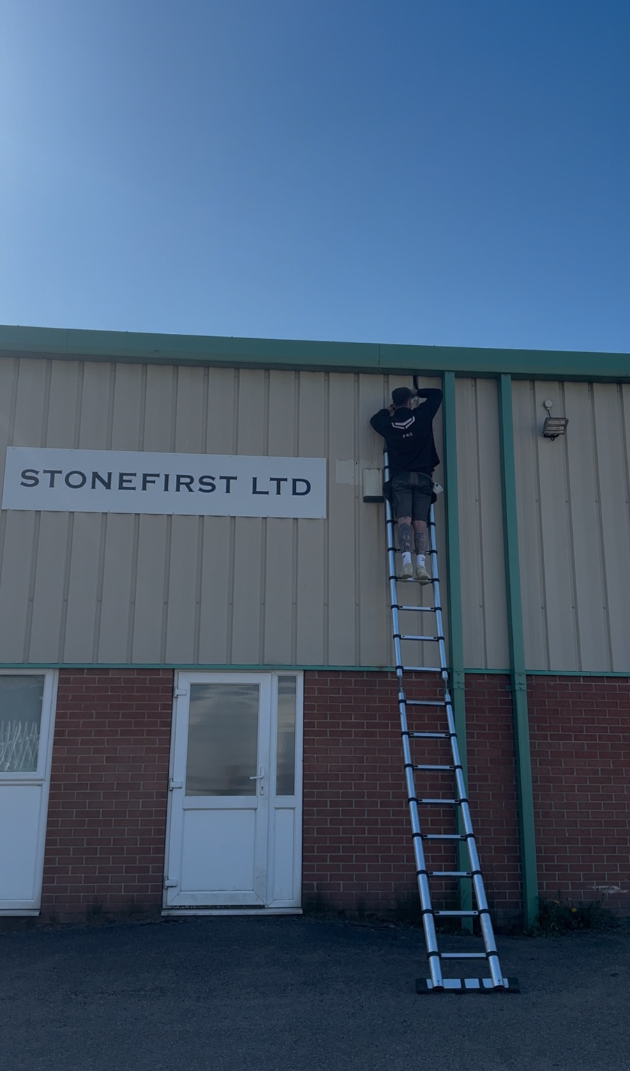 NOX engineer installing CCTV at the Stonefirst commercial premises